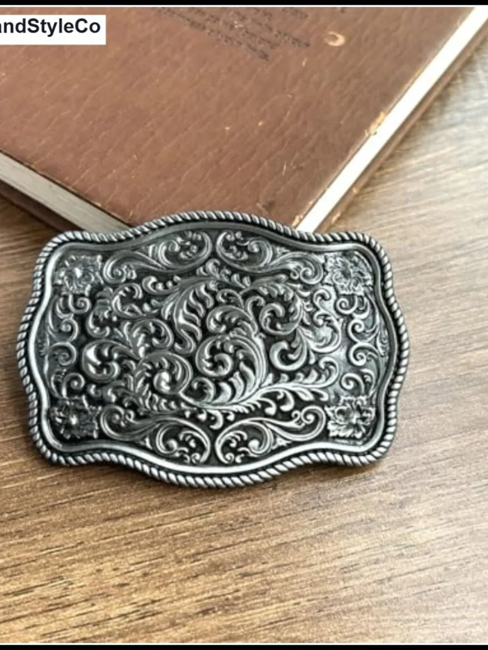 Vintage Western Floral Engraved Alloy Cowboy Belt Buckle